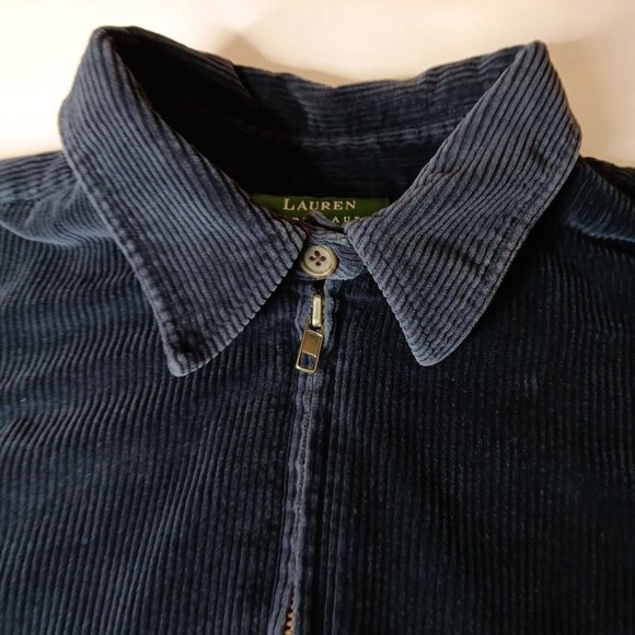 Lauren Ralph Lauren Womens Large Shirt Jacket Blue Corduroy Wide Wale Oversized - Picture 5 of 10
